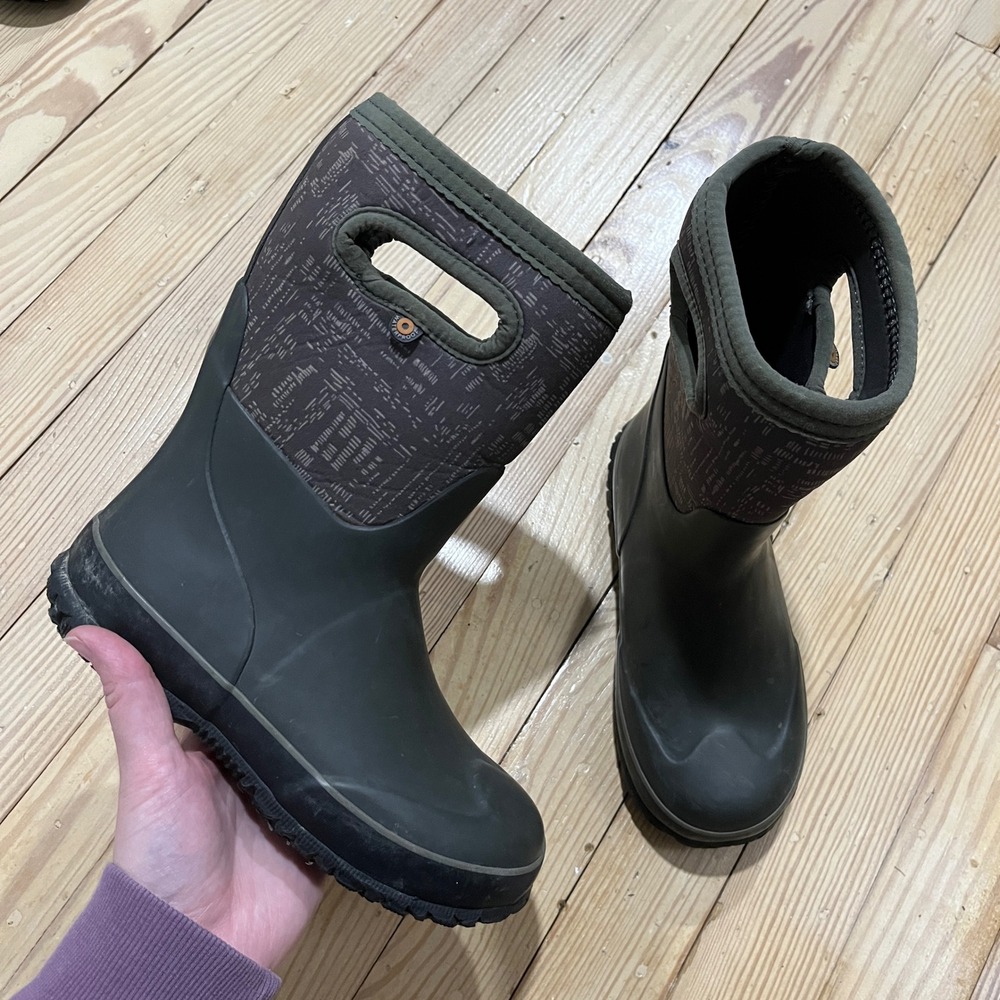 Bogs Grasp Sparks Boots Youth 2 Green Waterproof Insulated Winter Rain 78663-062